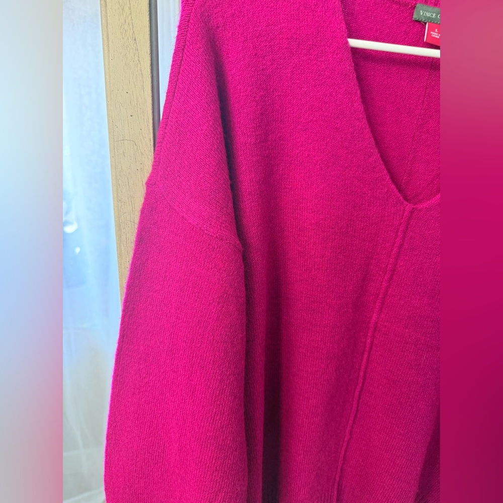 Vince Camuto Fuchsia V-Neck Sweater - Picture 4 of 5